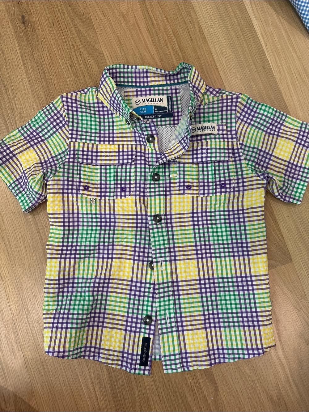 Mardi Gras Magellan Outdoors Kids Plaid Button-Up Shirt